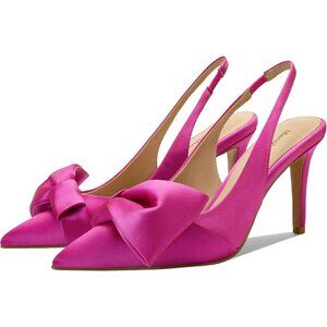 Women's Satin Magenta Slingback  Elasticated Strap Stylish Comfortable Heel